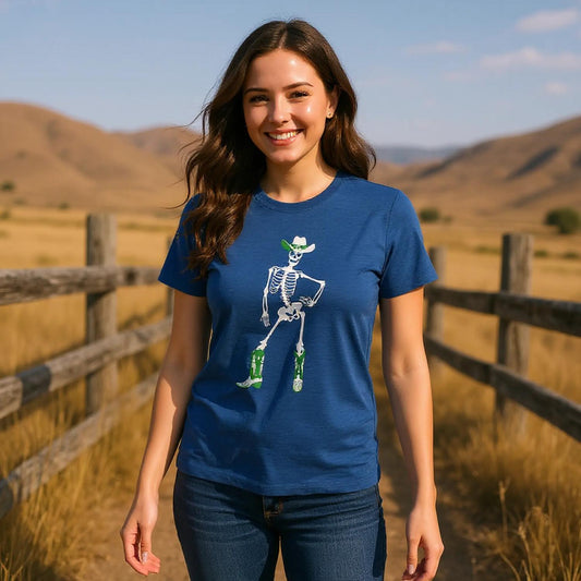 Cowgirl Skeleton Tee. Horse Rider T-Shirt. Halloween Western Graphic Tee.