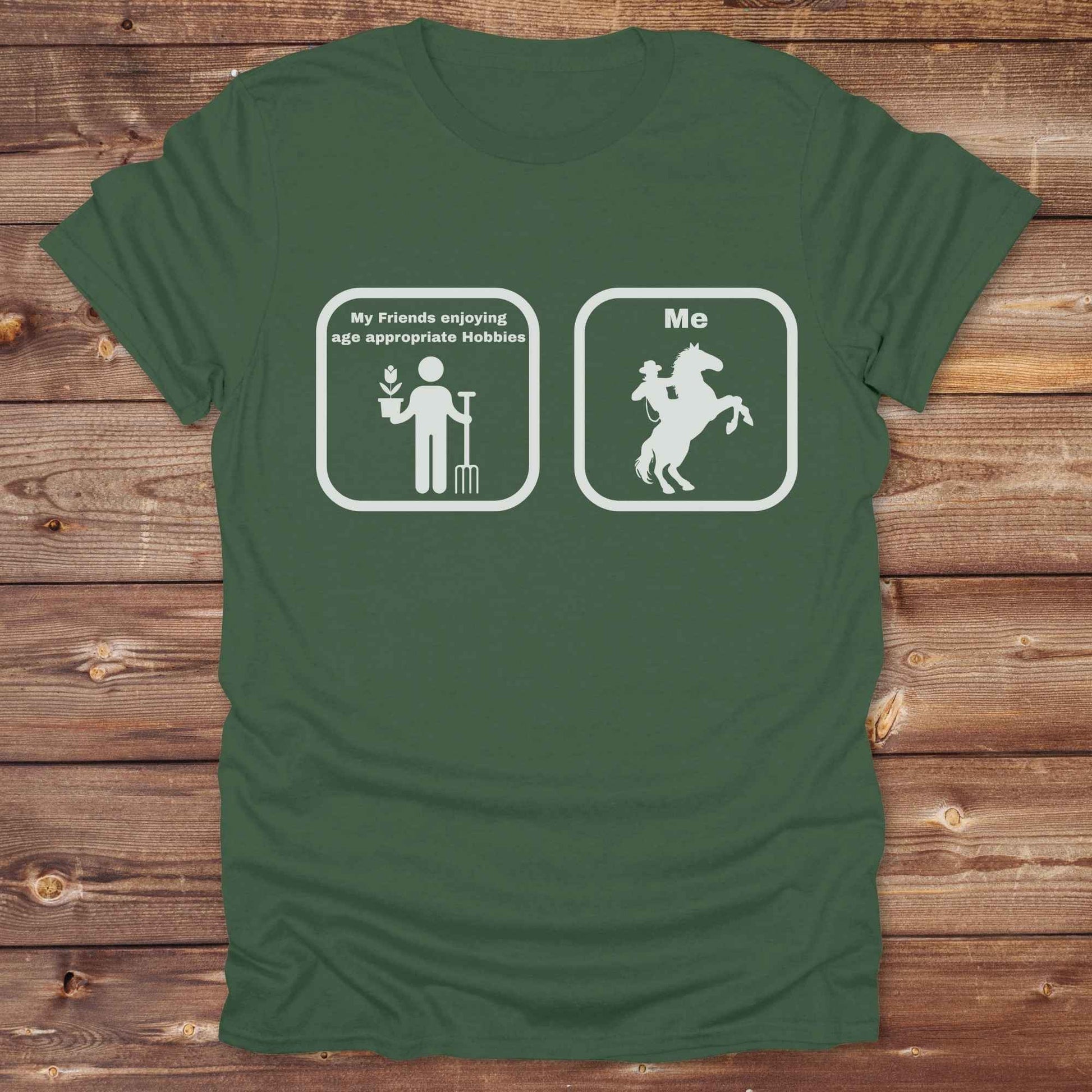 Fun western t-shirt for horse lovers and cowgirls. Western cowgirl graphic tee with horse design. Cowboy humor t-shirt for rodeo and country lovers. Horse lover funny t-shirt with western theme. Country style horse graphic tee for cowboys and cowgirls. Retro style funny western shirt for equestrians. Cute and funny country shirt with horse print. Southern cowgirl funny quote shirt for horse lovers. Age appropriate hobbies.