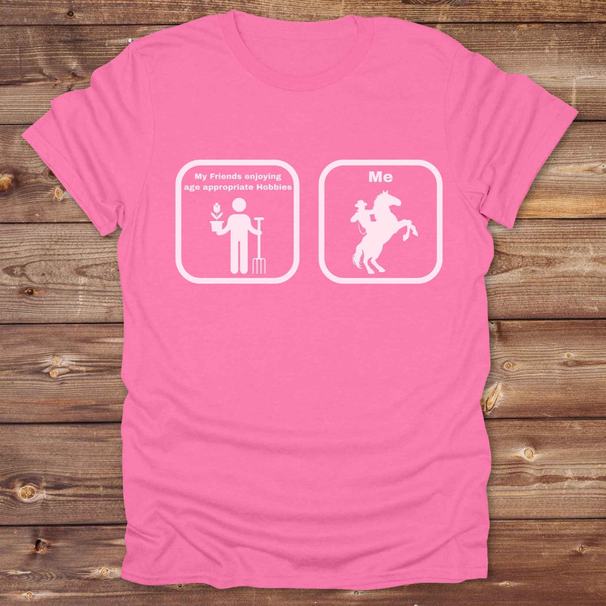 Fun western t-shirt for horse lovers and cowgirls. Western cowgirl graphic tee with horse design. Cowboy humor t-shirt for rodeo and country lovers. Horse lover funny t-shirt with western theme. Country style horse graphic tee for cowboys and cowgirls. Retro style funny western shirt for equestrians. Cute and funny country shirt with horse print. Southern cowgirl funny quote shirt for horse lovers. Age appropriate hobbies.