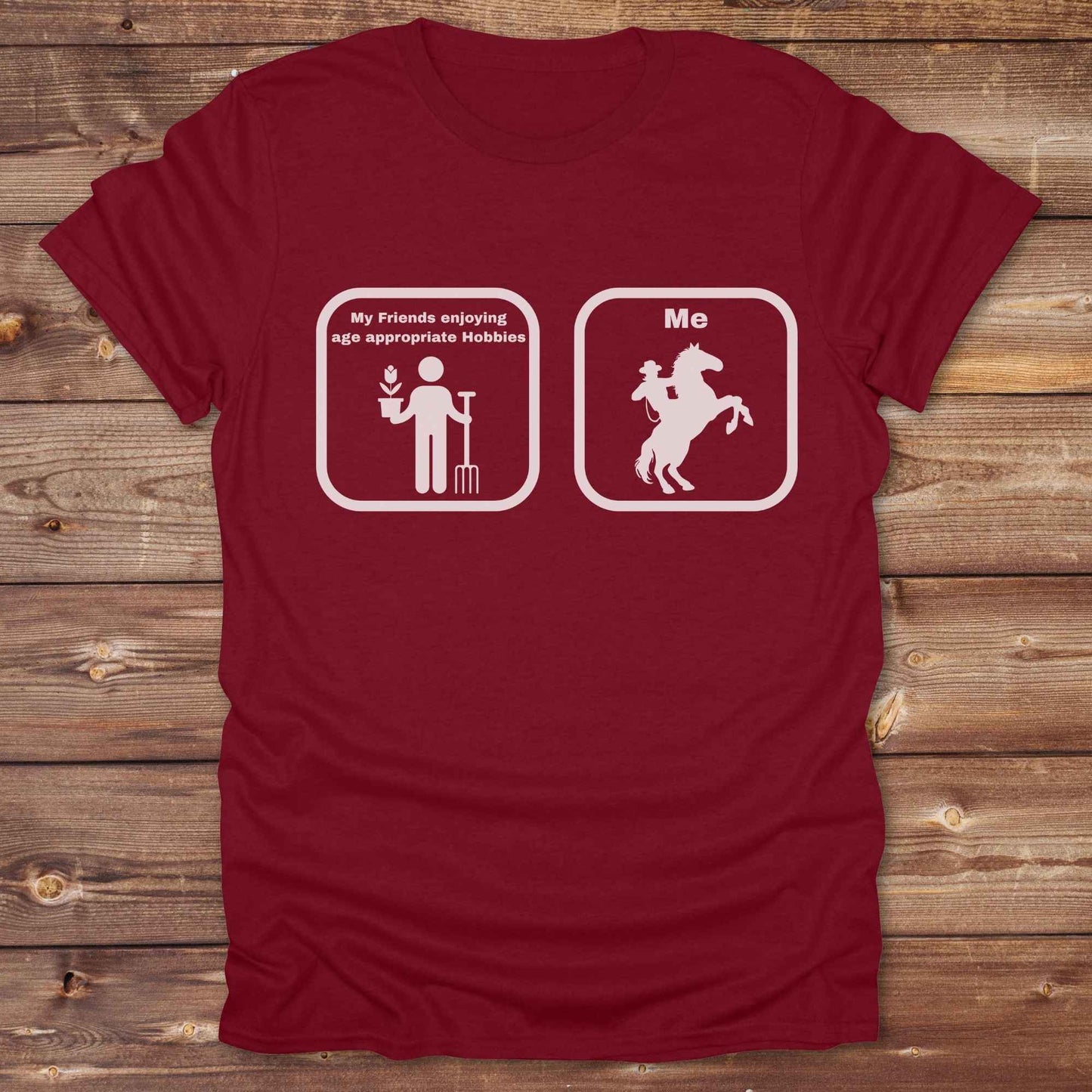 Fun western t-shirt for horse lovers and cowgirls. Western cowgirl graphic tee with horse design. Cowboy humor t-shirt for rodeo and country lovers. Horse lover funny t-shirt with western theme. Country style horse graphic tee for cowboys and cowgirls. Retro style funny western shirt for equestrians. Cute and funny country shirt with horse print. Southern cowgirl funny quote shirt for horse lovers. Age appropriate hobbies.