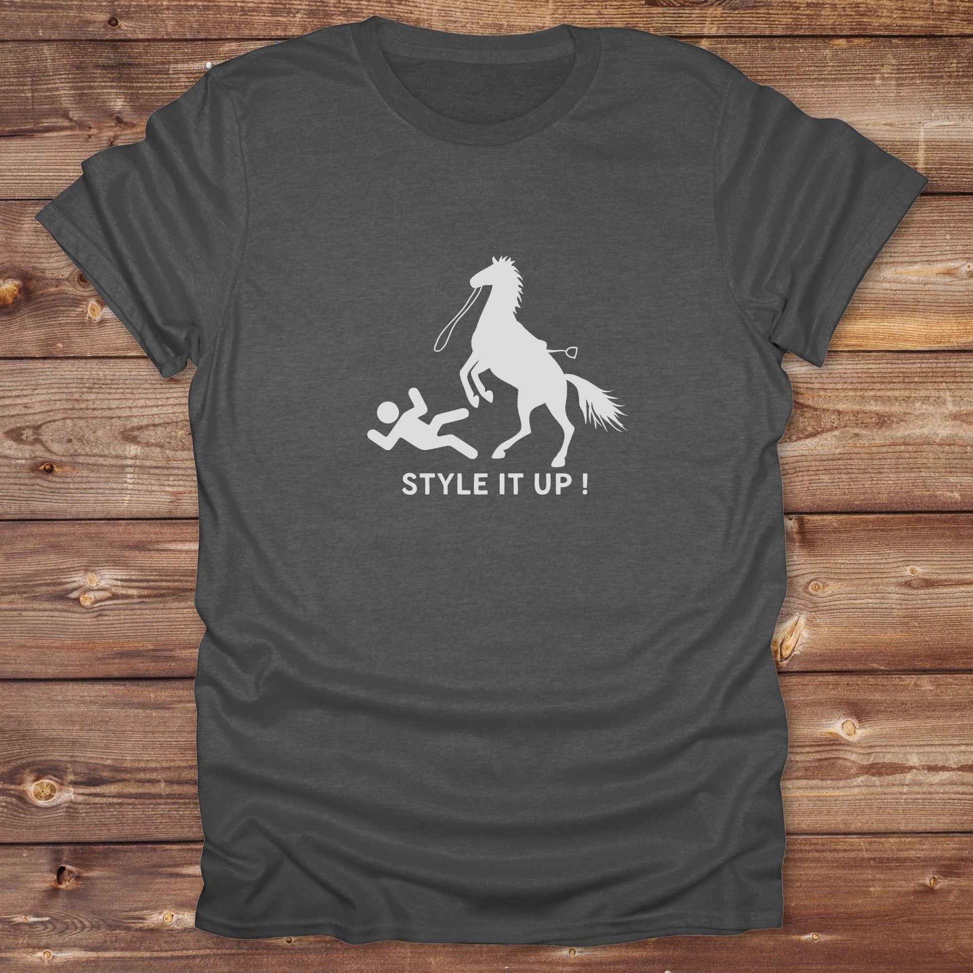 graphite grey Fun western t-shirt for horse lovers and cowgirls. Western cowgirl graphic tee with horse design. Cowboy humor t-shirt for rodeo and country lovers. Horse lover funny t-shirt with western theme. Country style horse graphic tee for cowboys and cowgirls. Retro style funny western shirt for equestrians. Cute and funny country shirt with horse print. Southern cowgirl funny quote shirt for horse lovers. List of Things I Want. Style it Out