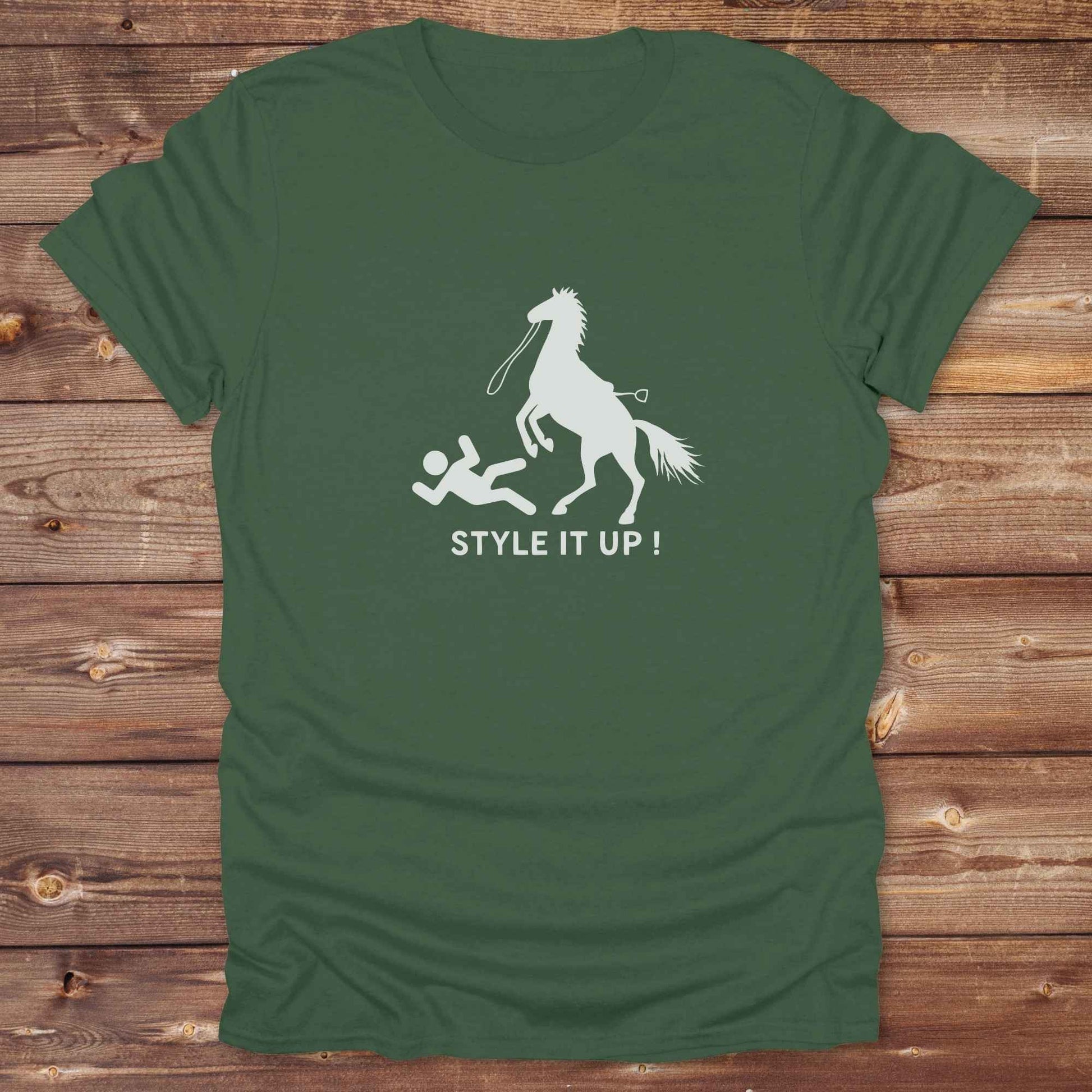 military green Fun western t-shirt for horse lovers and cowgirls. Western cowgirl graphic tee with horse design. Cowboy humor t-shirt for rodeo and country lovers. Horse lover funny t-shirt with western theme. Country style horse graphic tee for cowboys and cowgirls. Retro style funny western shirt for equestrians. Cute and funny country shirt with horse print. Southern cowgirl funny quote shirt for horse lovers. List of Things I Want. Style it Out
