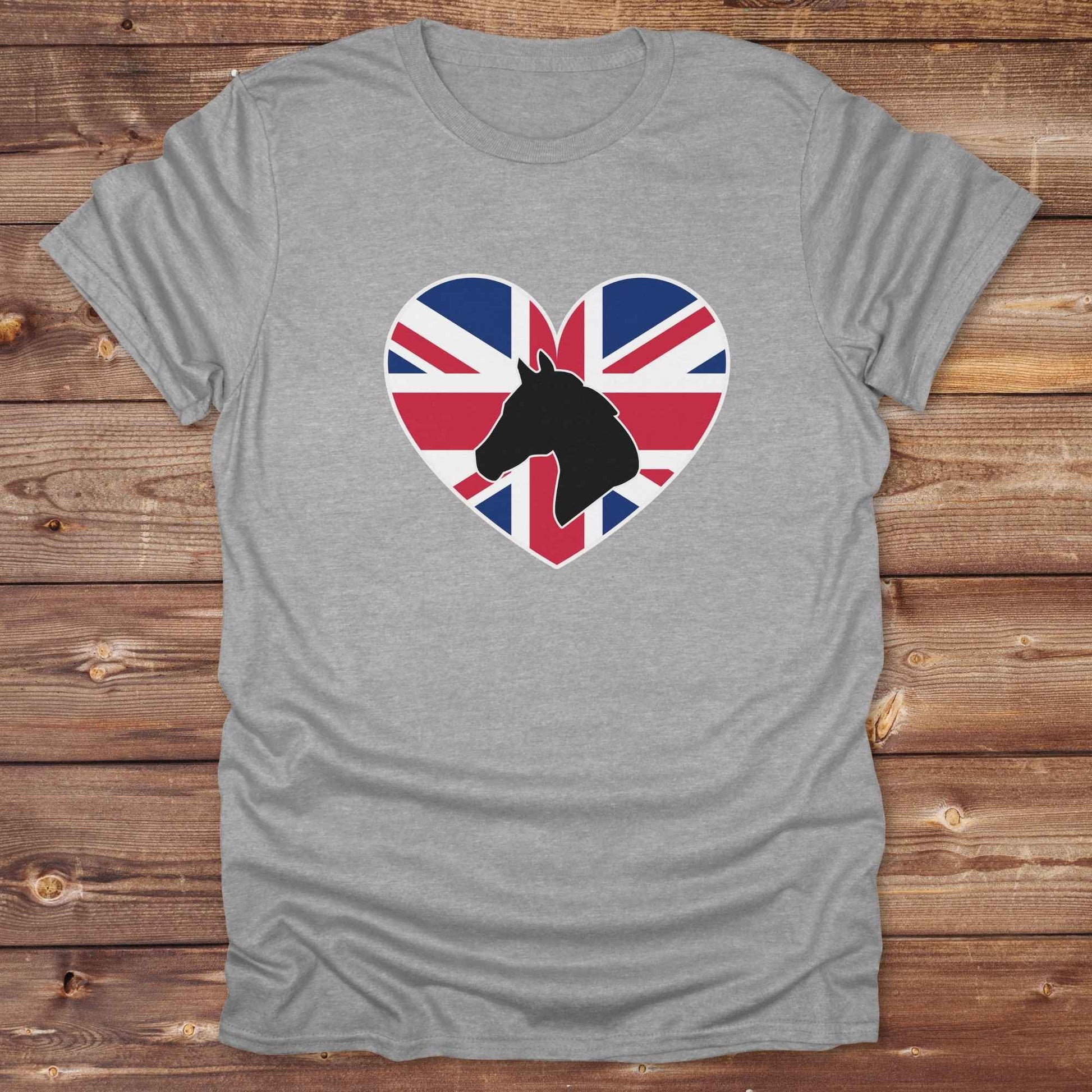 Celebrate your love for horses and the UK countryside with our Horse Love UK T-Shirt, designed for western lifestyle lovers, cowgirls, and equestrian fans alike. Featuring a bold horse silhouette and a heart-shaped Union Jack, this tee is perfect for British horse riders who enjoy rustic country charm and humor. Ideal for rodeos, barn days, birthdays, or casual wear, it blends patriotic pride with western flair. Allday comfort whether you're at the stables or out.
