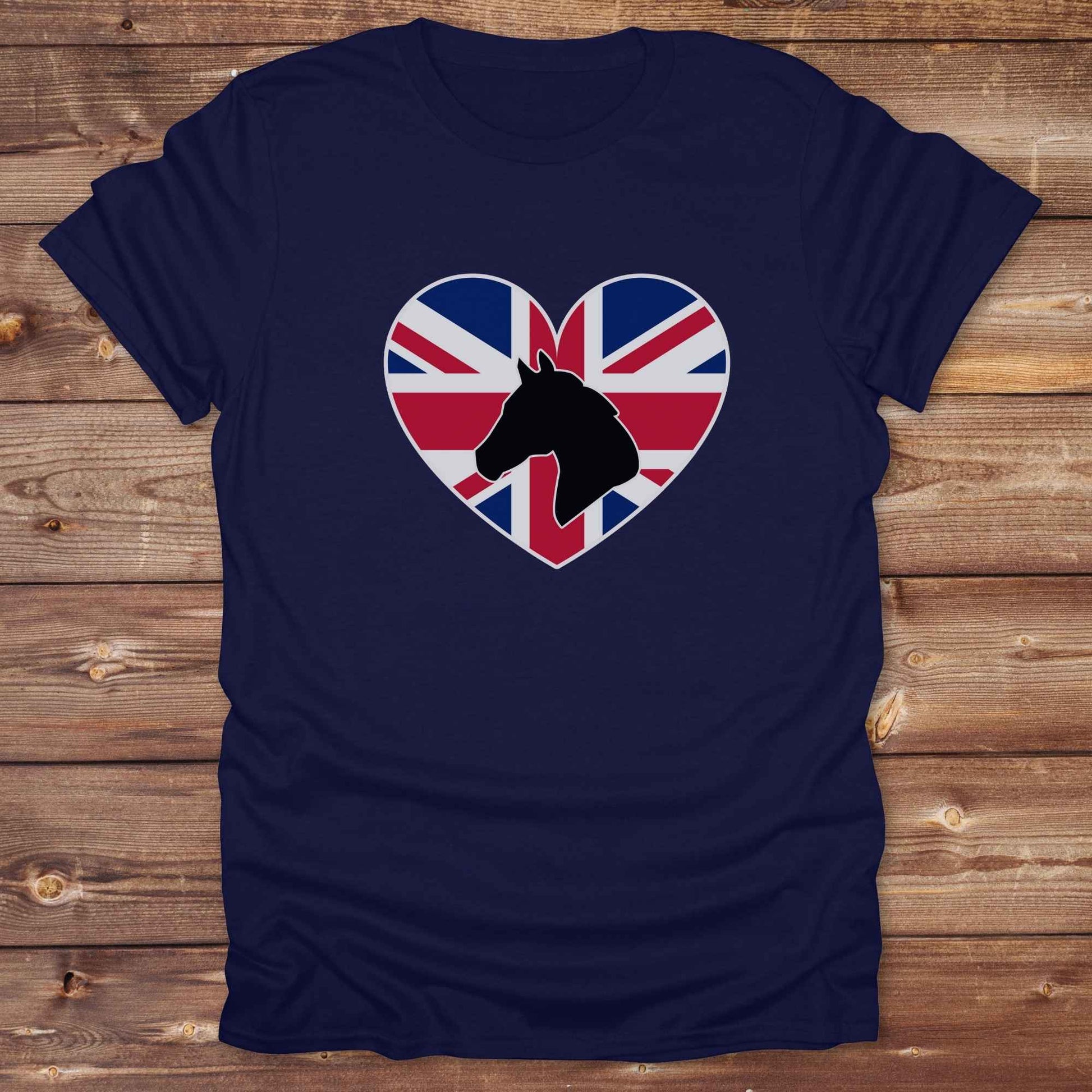 Celebrate your love for horses and the UK countryside with our Horse Love UK T-Shirt, designed for western lifestyle lovers, cowgirls, and equestrian fans alike. Featuring a bold horse silhouette and a heart-shaped Union Jack, this tee is perfect for British horse riders who enjoy rustic country charm and humor. Ideal for rodeos, barn days, birthdays, or casual wear, it blends patriotic pride with western flair. Allday comfort whether you're at the stables or out.