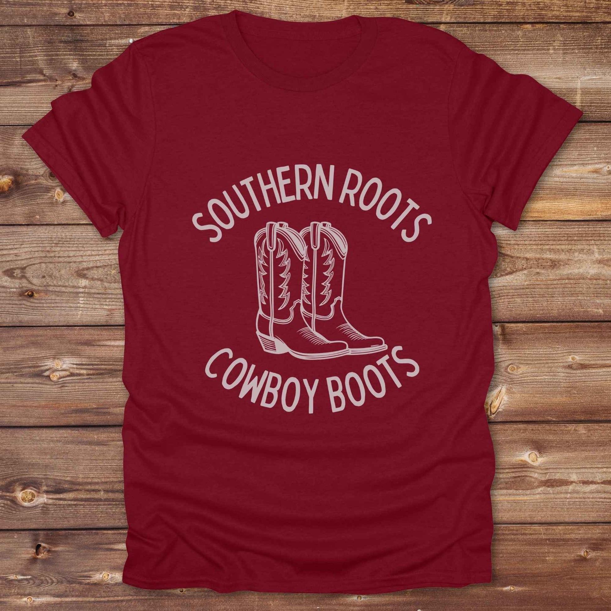 Celebrate your country soul with our “Southern Roots Cowboy Boots” graphic tee perfect for cowgirls, rodeo lovers, and anyone who lives for barn life and western fashion. Featuring bold western typography and iconic cowboy boots artwork, this shirt is a must have for horse lovers and southern style fans alike. Ideal for gifts, rodeo events, or everyday rustic living, it’s designed for comfort, style, and soul. Whether you're headed to the stables, the saloon, or Sunday brunch on the farm.