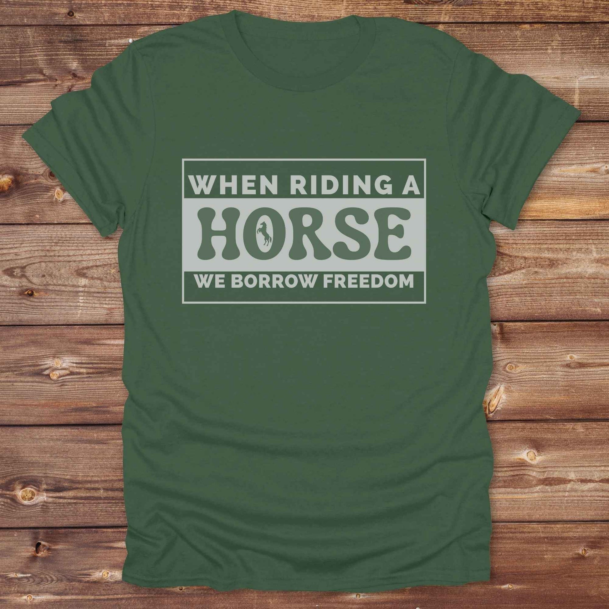 Wear your spirit of freedom with our Borrow Freedom Horse T‑Shirt. Perfect for cowgirls, cowboys, rodeo lovers, and horse enthusiasts, this western graphic tee combines vintage charm with modern comfort. A standout gift idea for birthdays, anniversaries, or just because this unisex horse lover shirt elevates country style while celebrating equestrian passion.