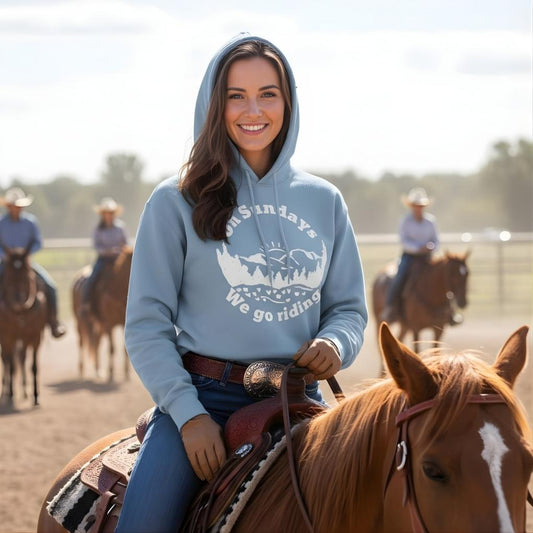 Sunday Riding Hoodie for Horse Lovers, Trail Riding Apparel, Cowgirl Sweatshirt