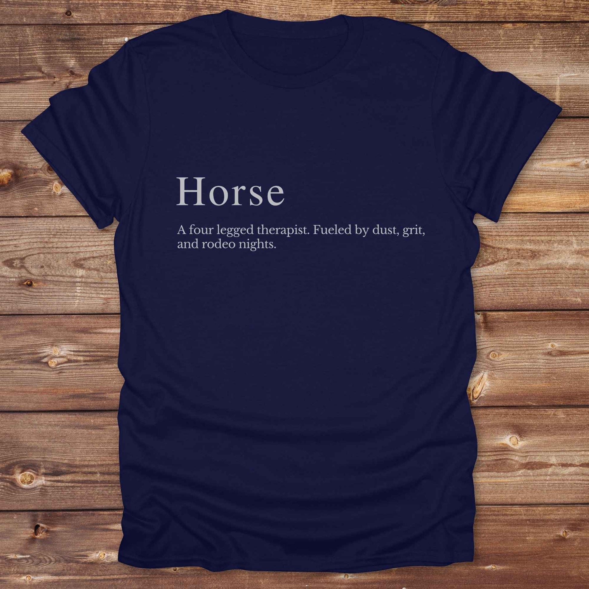 Navy blue t-shirt. Definition of a horse cowboy tshirt. Funny t-shirts, horse lover tee.