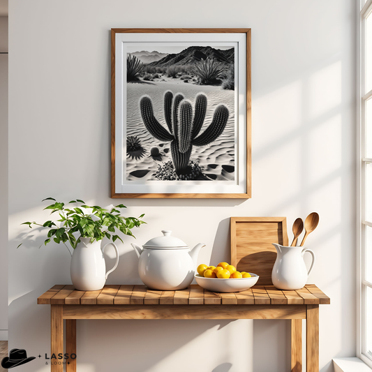Cactus in Western Landscape Print