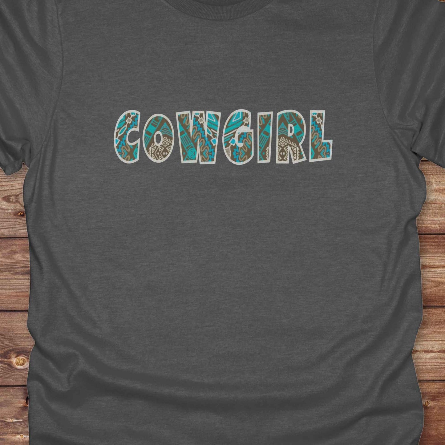 Cowgirl Aztec T-Shirt, Cowgirl Shirt, Western Tee, Equine T-Shirts, Cowgirl Graphic Tee close up
