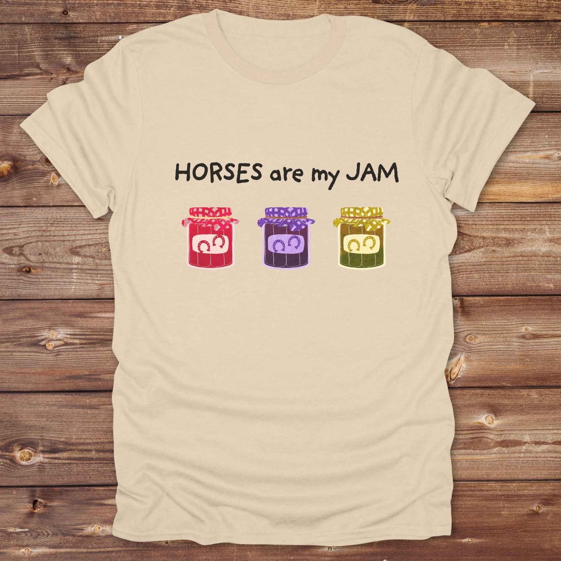 sand beige Horses Are My Jam’ shirt perfect gift for horse lovers, western style tee”