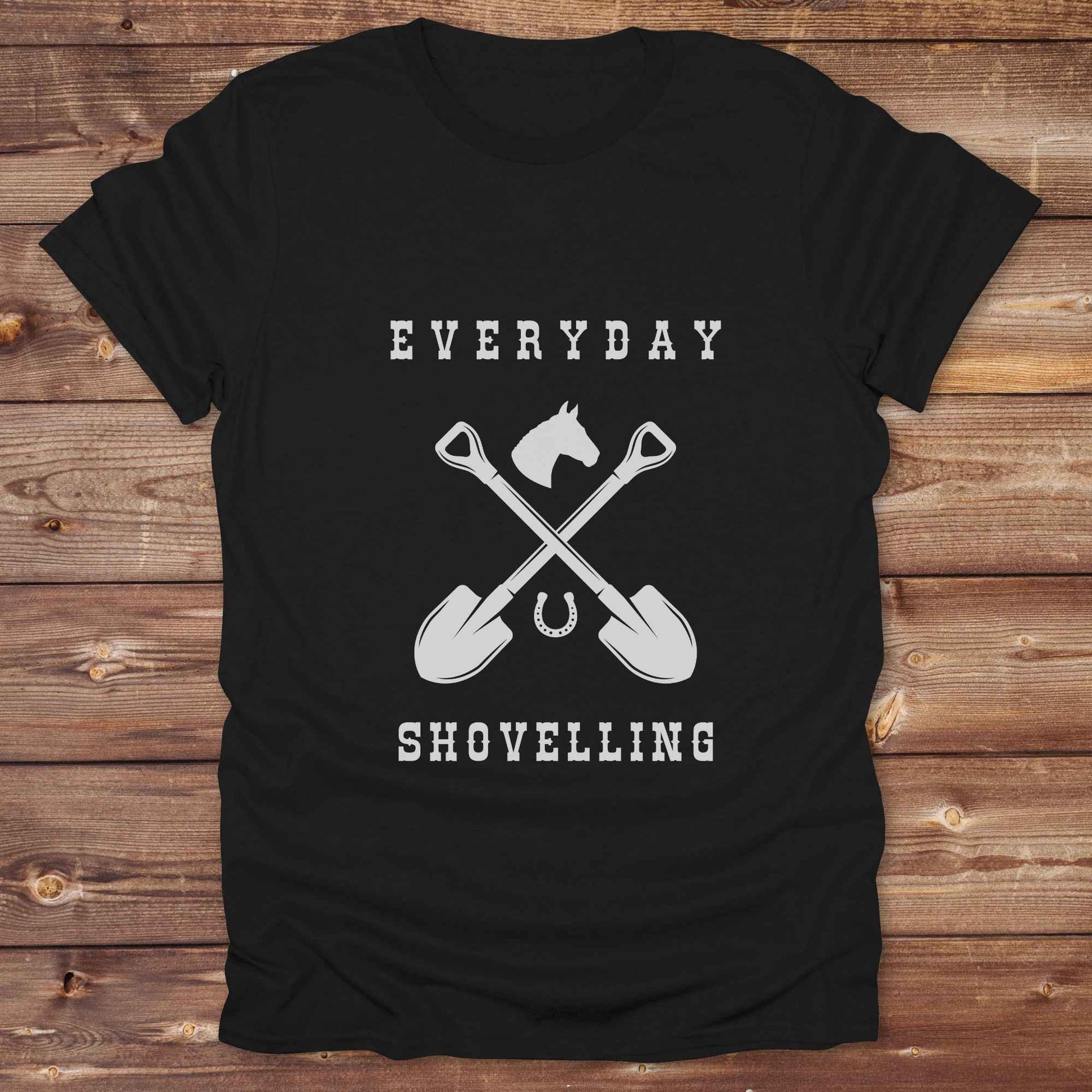 Fun western t-shirt for horse lovers and cowgirls. Western cowgirl graphic tee with horse design. Cowboy humor t-shirt for rodeo and country lovers. Horse lover funny t-shirt with western theme. Country style horse graphic tee for cowboys and cowgirls. Retro style funny western shirt for equestrians. Cute and funny country shirt with horse print. Southern cowgirl funny quote shirt for horse lovers. Everyday shovelling.