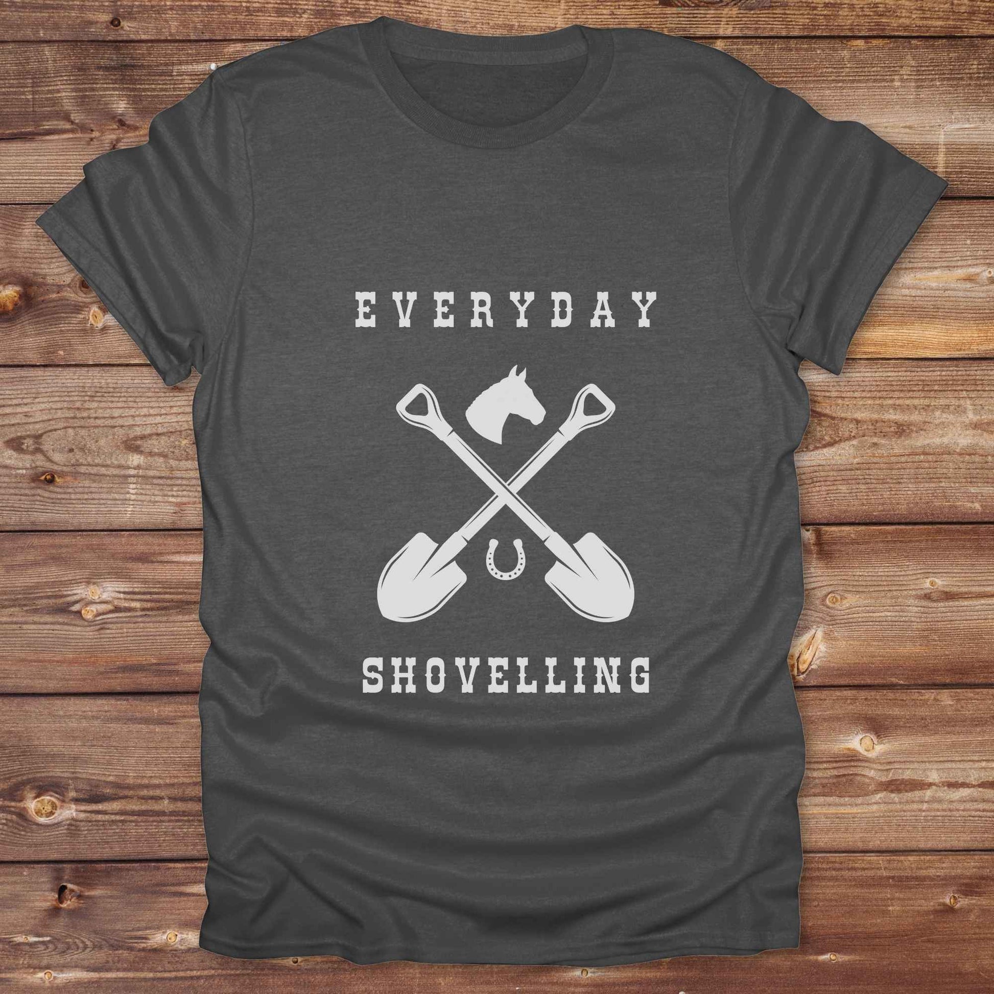 Fun western t-shirt for horse lovers and cowgirls. Western cowgirl graphic tee with horse design. Cowboy humor t-shirt for rodeo and country lovers. Horse lover funny t-shirt with western theme. Country style horse graphic tee for cowboys and cowgirls. Retro style funny western shirt for equestrians. Cute and funny country shirt with horse print. Southern cowgirl funny quote shirt for horse lovers. Everyday shovelling.