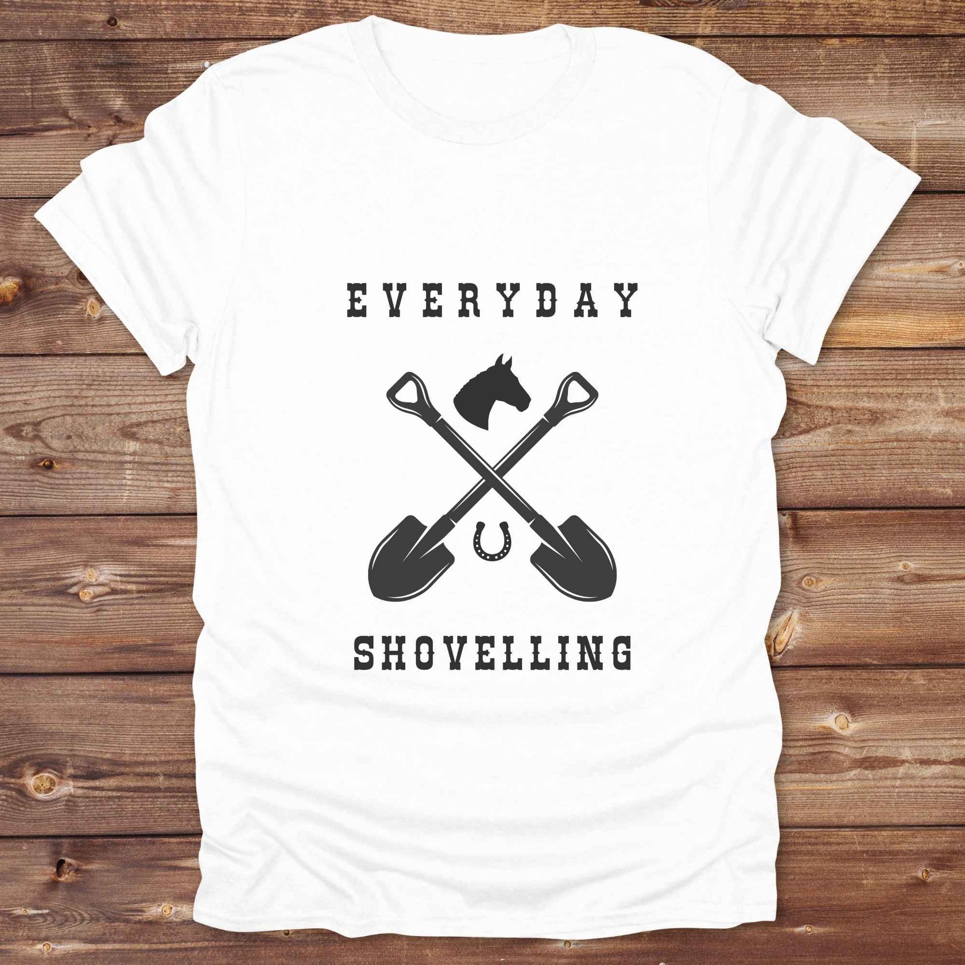 Fun western t-shirt for horse lovers and cowgirls. Western cowgirl graphic tee with horse design. Cowboy humor t-shirt for rodeo and country lovers. Horse lover funny t-shirt with western theme. Country style horse graphic tee for cowboys and cowgirls. Retro style funny western shirt for equestrians. Cute and funny country shirt with horse print. Southern cowgirl funny quote shirt for horse lovers. Everyday shovelling.