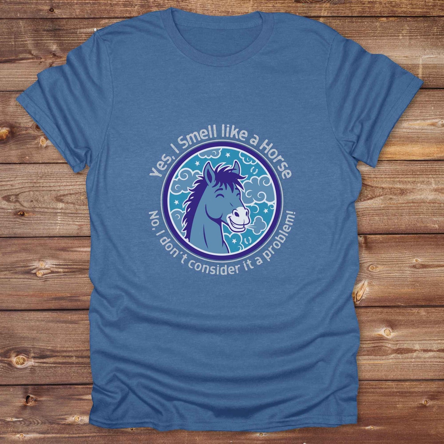heather royal blue Yes, I Smell like a Horse T-Shirt, Funny Tees, Western Style Cowgirl Shirts, Equine T-Shirts