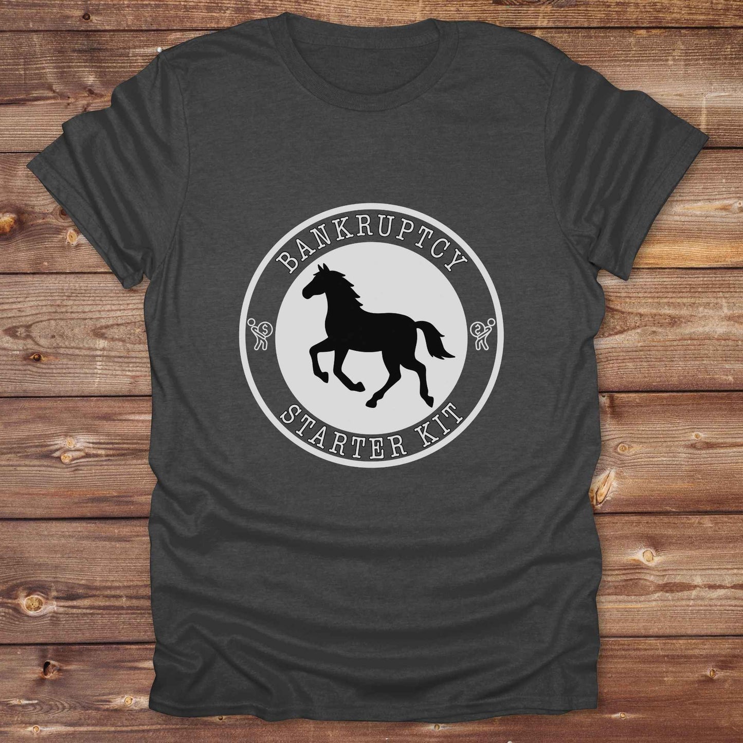 heather grey Bankruptcy Starter Kit T-Shirt, Horse Lover Tee, Western Style Cowgirl Shirt, Funny T-Shirts
