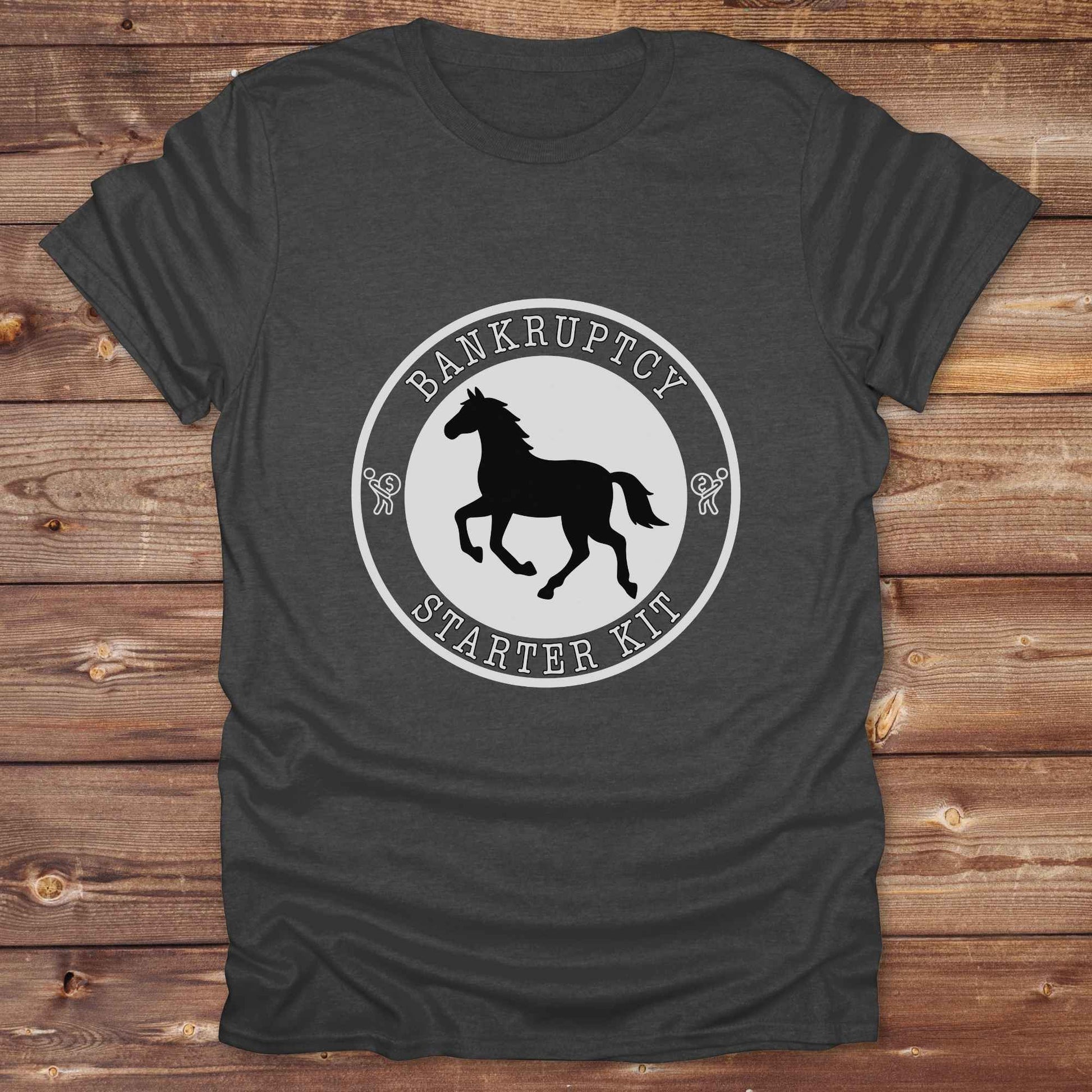 heather grey Bankruptcy Starter Kit T-Shirt, Horse Lover Tee, Western Style Cowgirl Shirt, Funny T-Shirts
