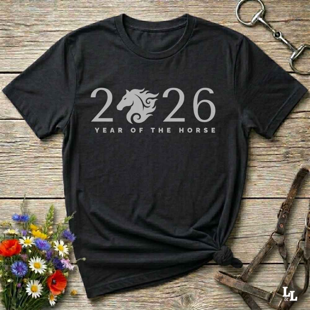black Year of the Horse T-Shirt for Horse Lovers, Cowgirl Shirt, Rider Apparel