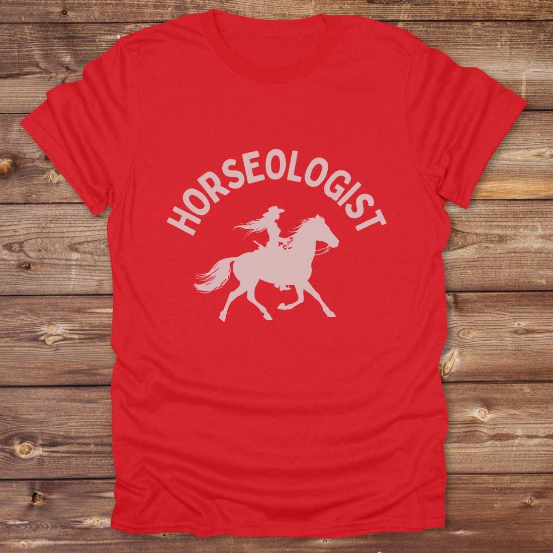 red Horseologist T-Shirt, Essential Barn Tee for Horse Rider. Equestrian Apparel.