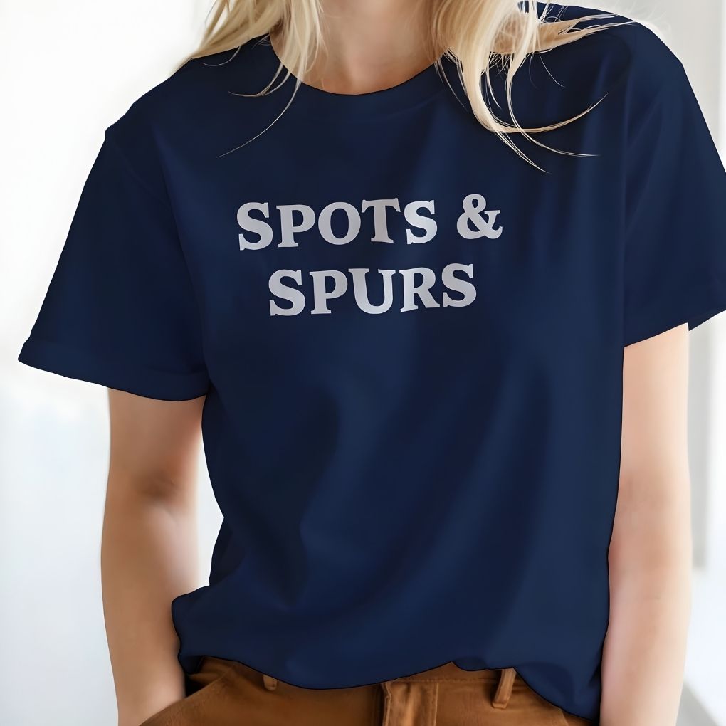 Spots and Spurs T-Shirt for Pinto Horse Lovers, Trail Riding Tee for Horse Riders