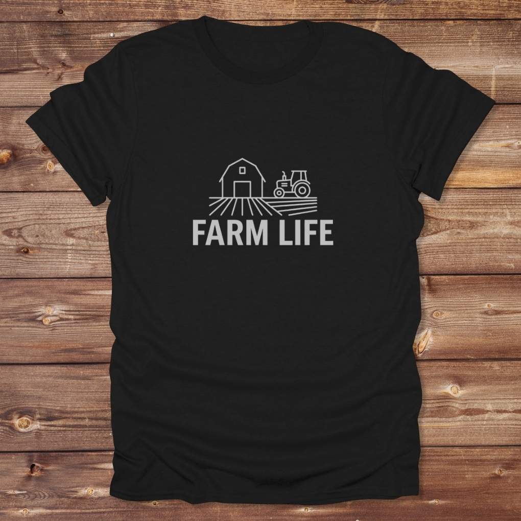 Black Farm Life T-Shirt for Outdoor People, Horse Riders Tee, Barn Wear Tee