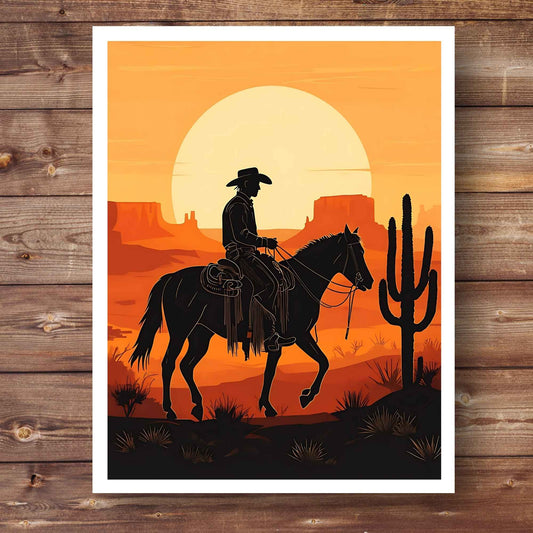 Boho Western Cowboy Print