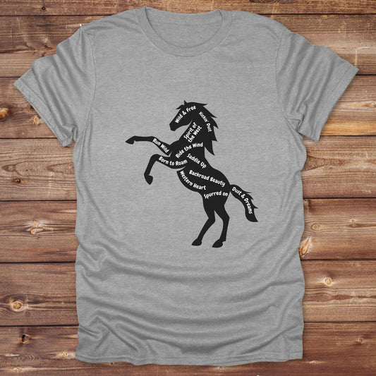 Fun western t-shirt for horse lovers and cowgirls. Western cowgirl graphic tee with horse design. Cowboy humor t-shirt for rodeo and country lovers. Horse lover funny t-shirt with western theme. Country style horse graphic tee for cowboys and cowgirls. Retro style funny western shirt for equestrians. Cute and funny country shirt with horse print. Southern cowgirl funny quote shirt for horse lovers. Wild and free horse.
