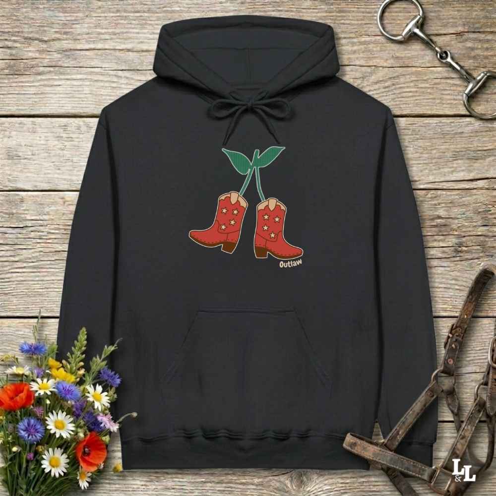 Black Cherry Cowboy Boots Hoodie for Horse Riders, Barn Wear Hoodie, Trail Riding Top, horse girl hoodie, horse mom hoodie, horse lover, horse girl, Funny horse lover gifts, Funny horse hoodies, Horse girl gifts, Equestrian graphic hoodies, fathers day gift, Sarcastic horse hoodie
