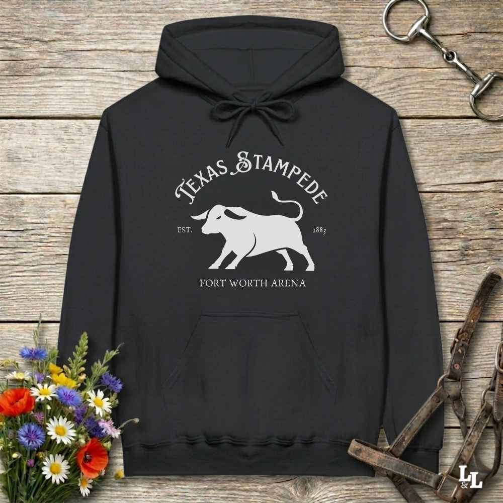 black Texas Stampede Hoodie, Western Style Wear, Mens Hoodies Western, Cowgirl Sweatshirts
