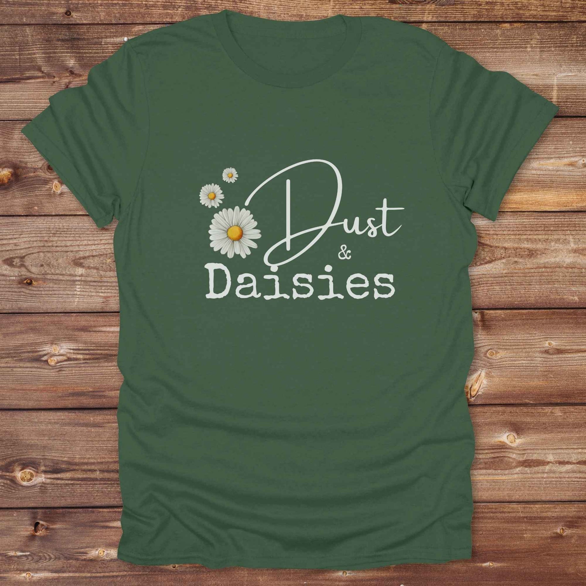 Fun western t-shirt for horse lovers and cowgirls. Western cowgirl graphic tee with horse design. Cowboy humor t-shirt for rodeo and country lovers. Horse lover funny t-shirt with western theme. Country style horse graphic tee for cowboys and cowgirls. Retro style funny western shirt for equestrians. Cute and funny country shirt with horse print. Southern cowgirl funny quote shirt for horse lovers. Dust and Daisies.