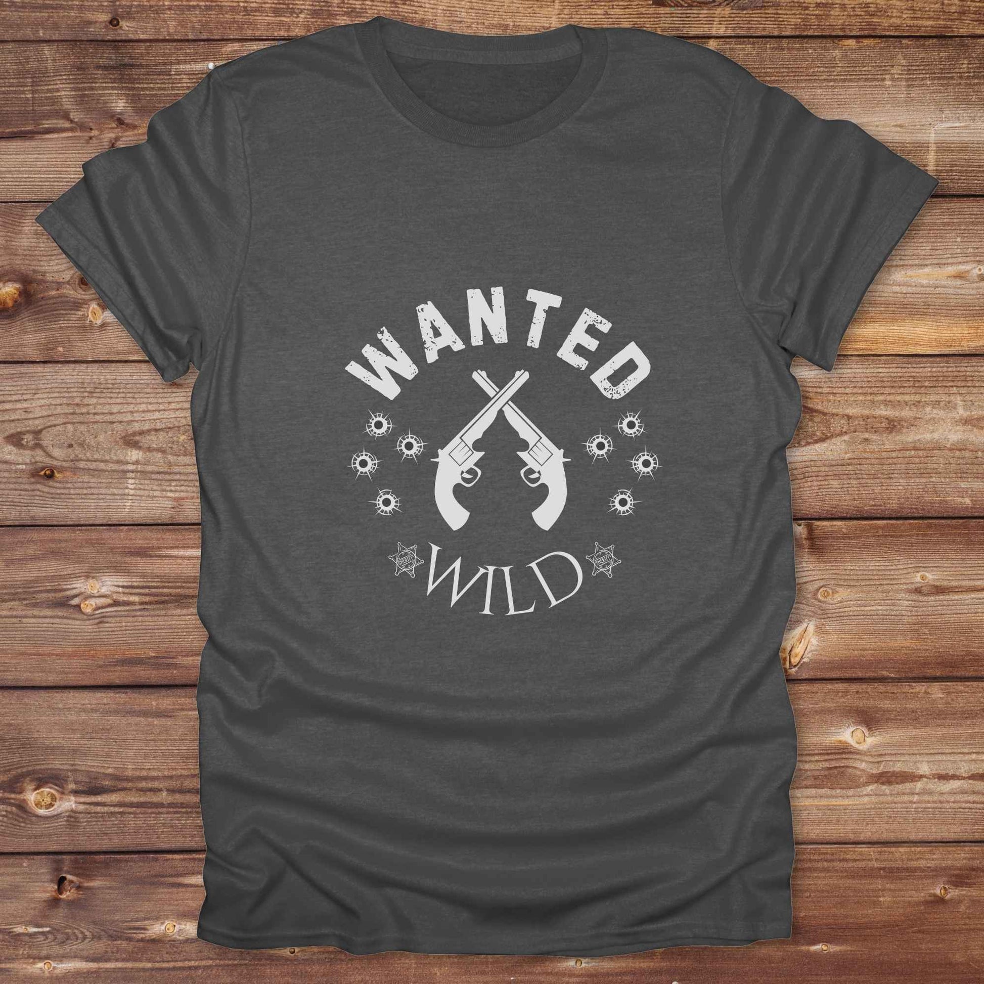 Fun western t-shirt for horse lovers and cowgirls. Western cowgirl graphic tee with horse design. Cowboy humor t-shirt for rodeo and country lovers. Horse lover funny t-shirt with western theme. Country style horse graphic tee for cowboys and cowgirls. Retro style funny western shirt for equestrians. Cute and funny country shirt with horse print. Southern cowgirl funny quote shirt for horse lovers. Wanted and wild.
