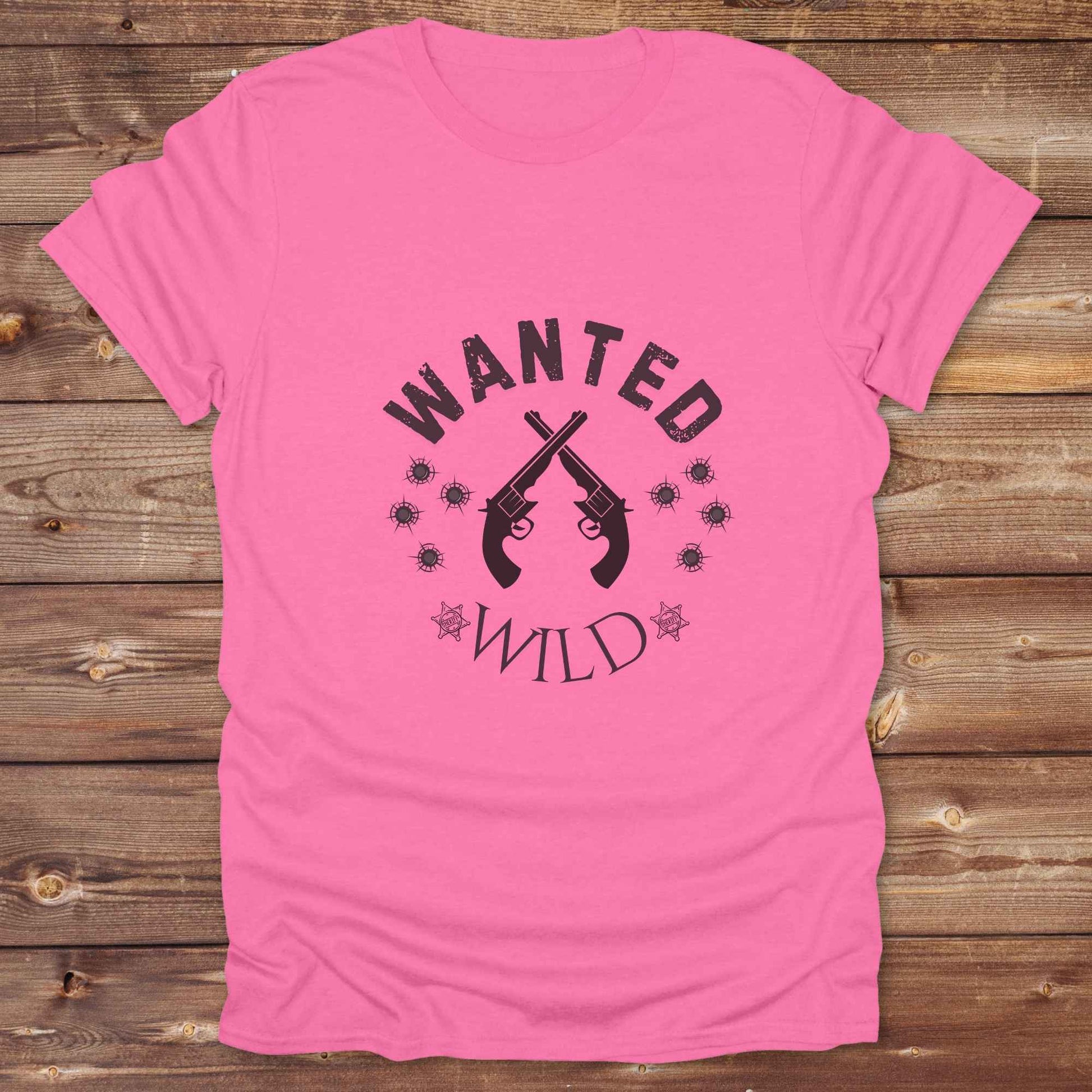 Fun western t-shirt for horse lovers and cowgirls. Western cowgirl graphic tee with horse design. Cowboy humor t-shirt for rodeo and country lovers. Horse lover funny t-shirt with western theme. Country style horse graphic tee for cowboys and cowgirls. Retro style funny western shirt for equestrians. Cute and funny country shirt with horse print. Southern cowgirl funny quote shirt for horse lovers. Wanted and wild.