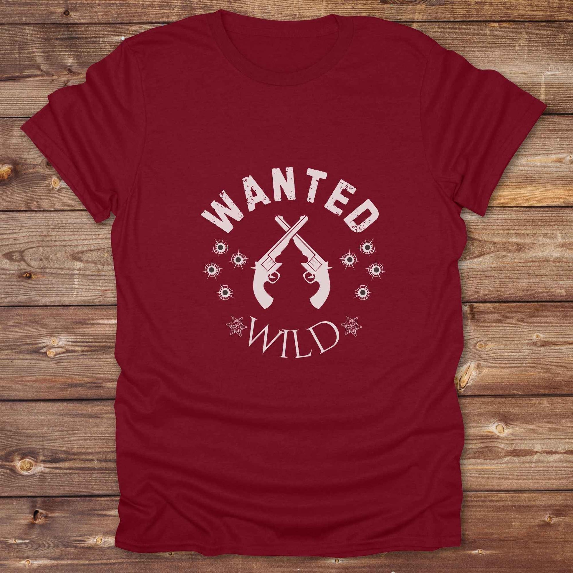 Fun western t-shirt for horse lovers and cowgirls. Western cowgirl graphic tee with horse design. Cowboy humor t-shirt for rodeo and country lovers. Horse lover funny t-shirt with western theme. Country style horse graphic tee for cowboys and cowgirls. Retro style funny western shirt for equestrians. Cute and funny country shirt with horse print. Southern cowgirl funny quote shirt for horse lovers. Wanted and wild.