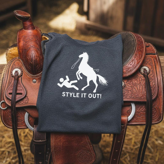 Style it Out T-Shirt Funny Tee for Horse Lovers, Western Style Cowgirl Shirt Close up