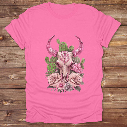 Fun western t-shirt for horse lovers and cowgirls. Western cowgirl graphic tee with horse design. Cowboy humor t-shirt for rodeo and country lovers. Horse lover funny t-shirt with western theme. Country style horse graphic tee for cowboys and cowgirls. Retro style funny western shirt for equestrians. Cute and funny country shirt with horse print. Southern cowgirl funny quote shirt for horse lovers. Pink Glam Longhorn Skull boho style.