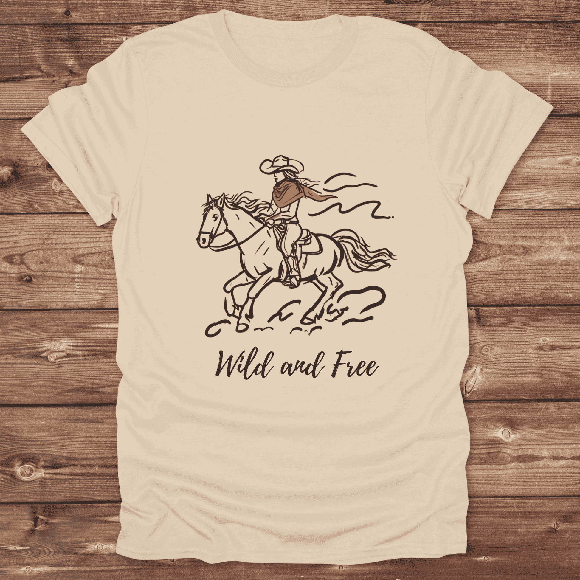 Fun western t-shirt for horse lovers and cowgirls. Western cowgirl graphic tee with horse design. Cowboy humor t-shirt for rodeo and country lovers. Horse lover funny t-shirt with western theme. Country style horse graphic tee for cowboys and cowgirls. Retro style funny western shirt for equestrians. Cute and funny country shirt with horse print. Southern cowgirl funny quote shirt for horse lovers. Wild and Free.