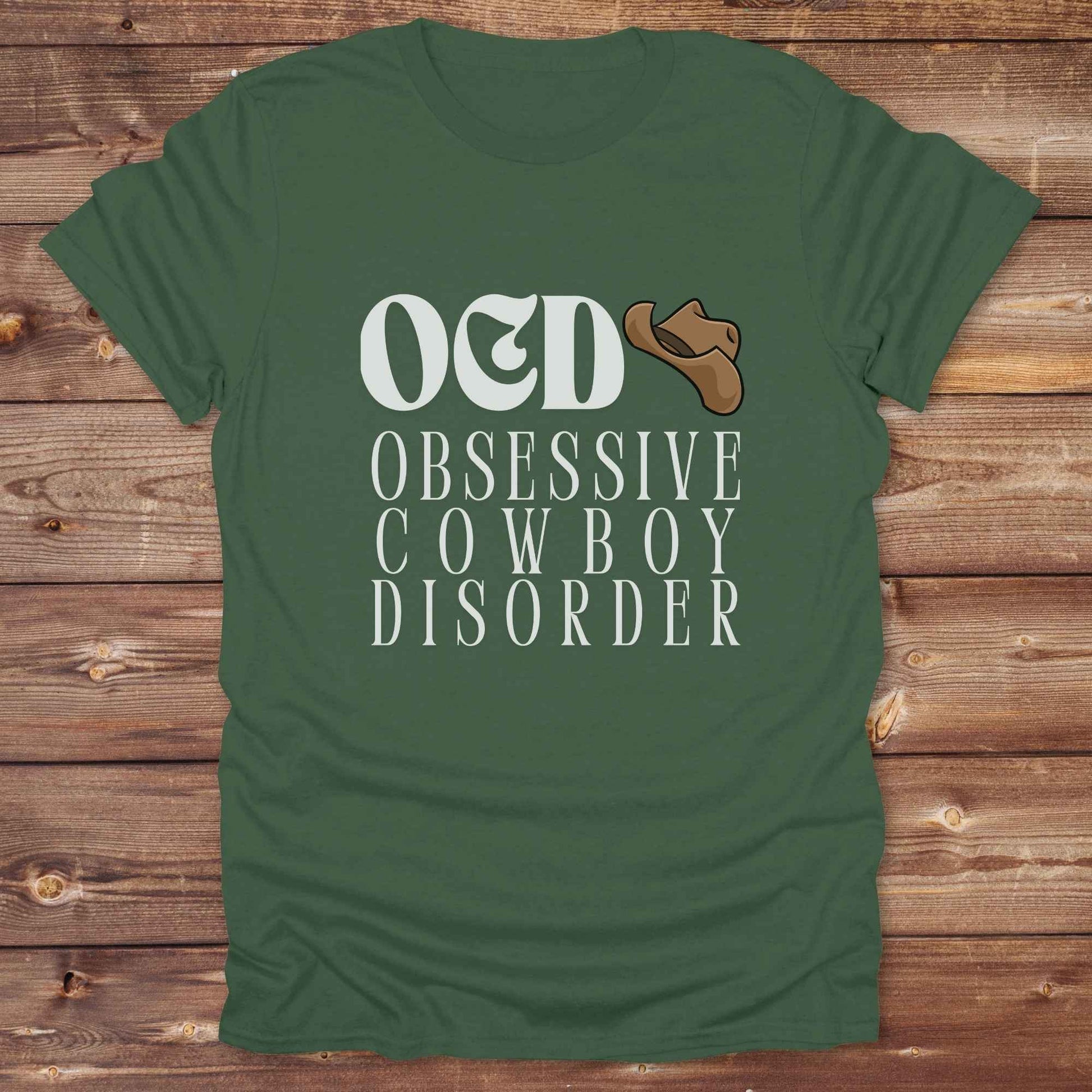 Fun western t-shirt for horse lovers and cowgirls. Western cowgirl graphic tee with horse design. Cowboy humor t-shirt for rodeo and country lovers. Horse lover funny t-shirt with western theme. Country style horse graphic tee for cowboys and cowgirls. Retro style funny western shirt for equestrians. Cute and funny country shirt with horse print. Southern cowgirl funny quote shirt for horse lovers. OCD Cowboy.