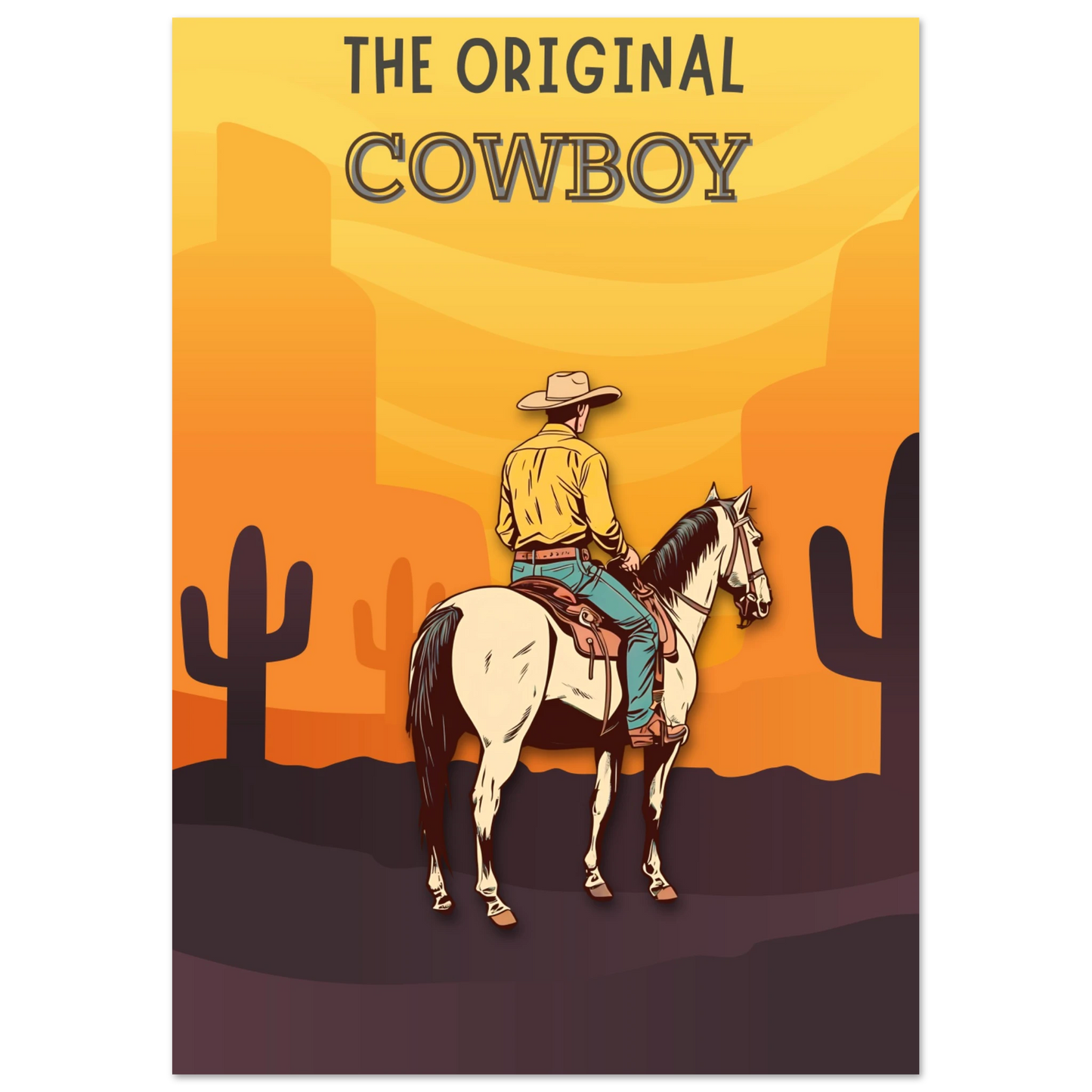 Designed for fans of country decor and cowboy lifestyle, this rustic western print complements any room. #RusticCowboy #HorseLoverArt
