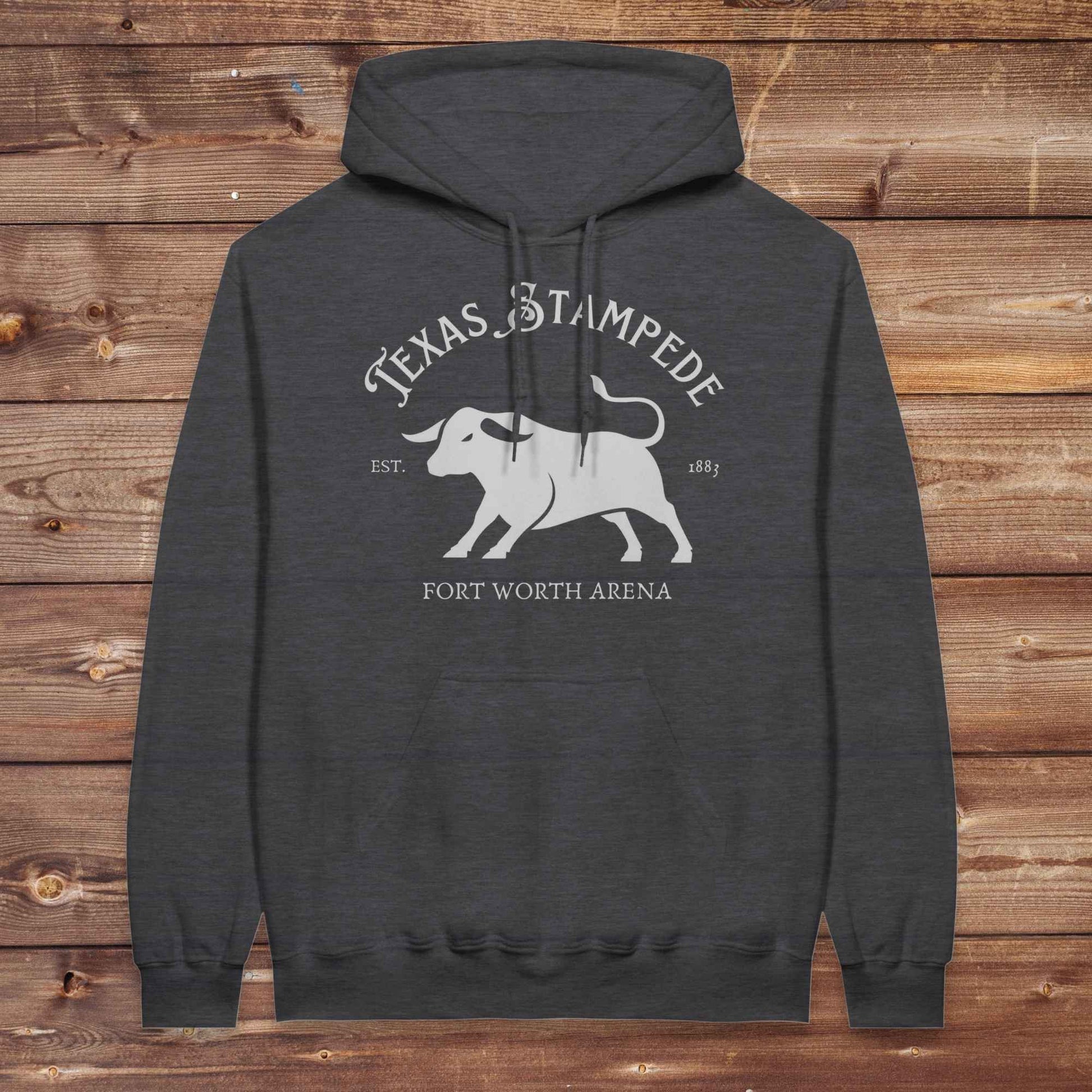 dark heather grey Texas Stampede Hoodie, Western Style Wear, Mens Hoodies Western, Cowgirl Sweatshirts