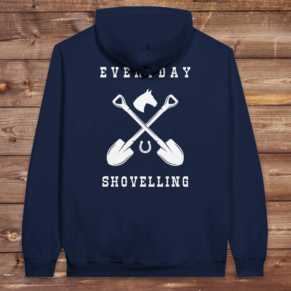 Navy blue Everyday Shovelling Hoodie for Horse Lovers, Wester Style Wear, Mens Hoodies, Cowgirl Sweatshirts