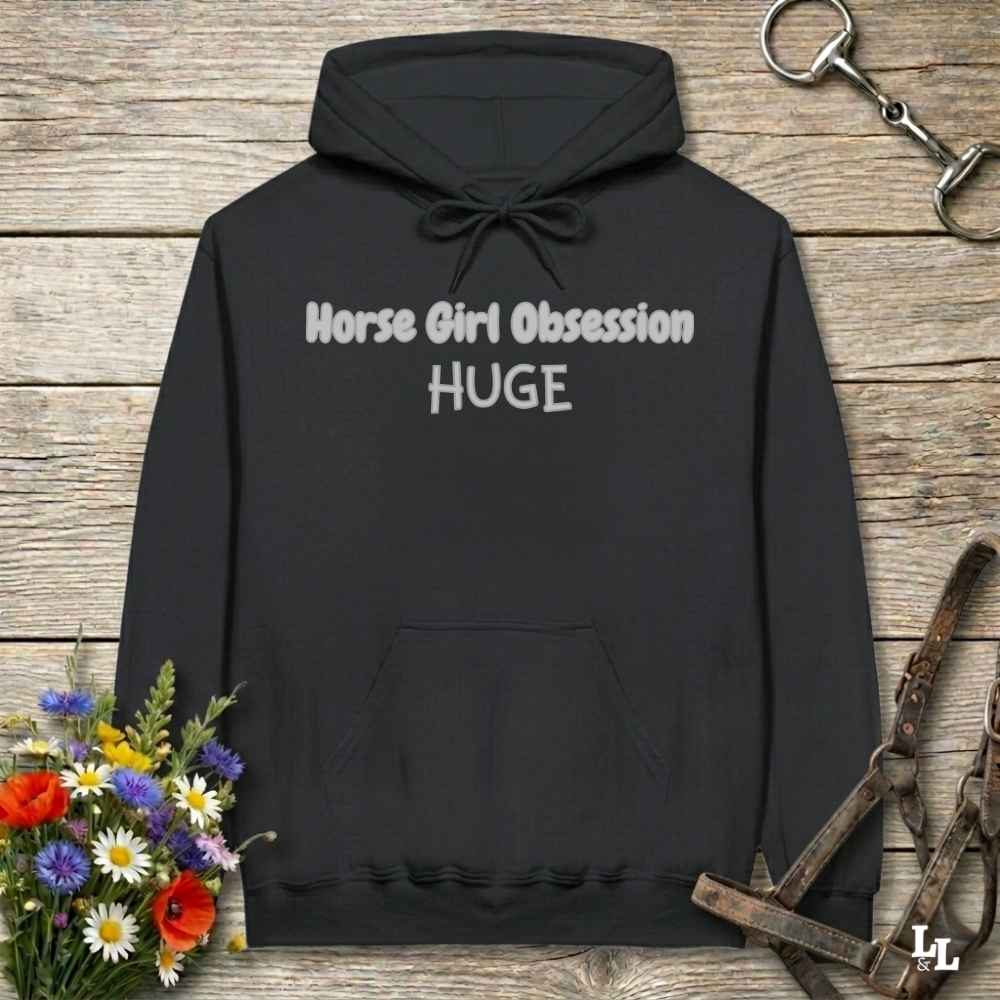 black Horse Girl Obsession Hoodie for Horse Lovers, Cozy Equestrian Hoodie for Barn Wear, perfect gift for horse riders, mothers day gift for horse lovers, Xmas gift for horse lovers and riders