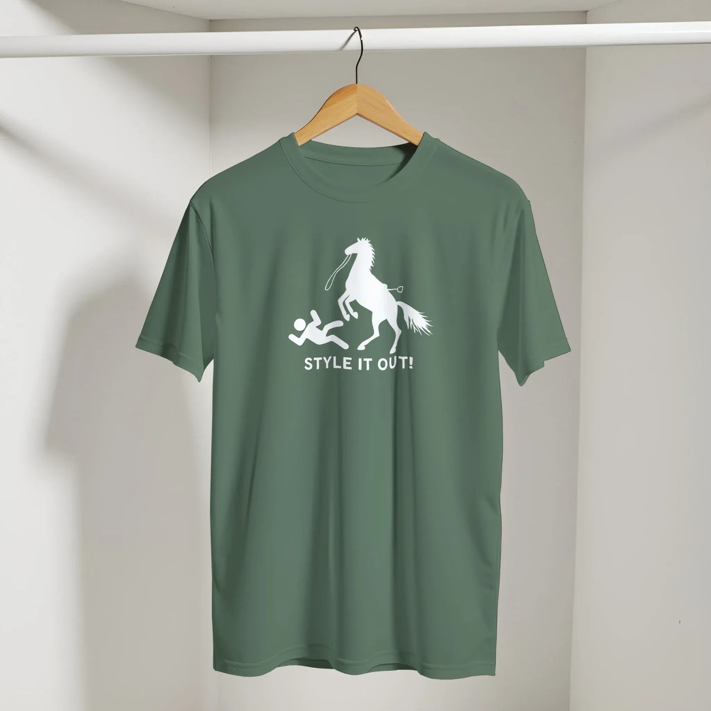 Style it Out T-Shirt Funny Tee for Horse Lovers, Western Style Cowgirl Shirt hanging