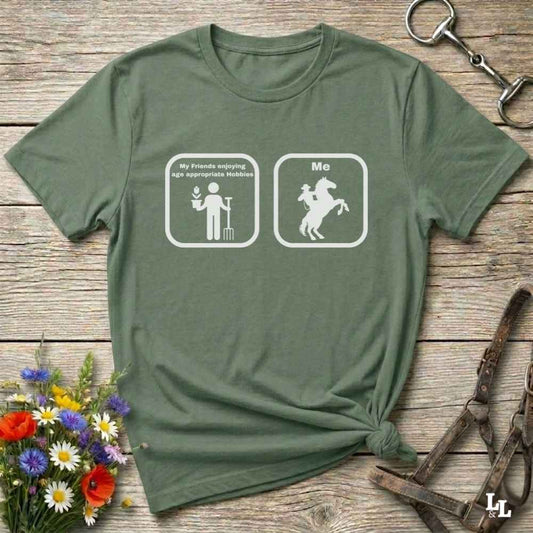 green Fun western t-shirt for horse lovers and cowgirls. Western cowgirl graphic tee with horse design. Cowboy humor t-shirt for rodeo and country lovers. Horse lover funny t-shirt with western theme. Country style horse graphic tee for cowboys and cowgirls. Retro style funny western shirt for equestrians. Cute and funny country shirt with horse print. Southern cowgirl funny quote shirt for horse lovers. Age appropriate hobbies.