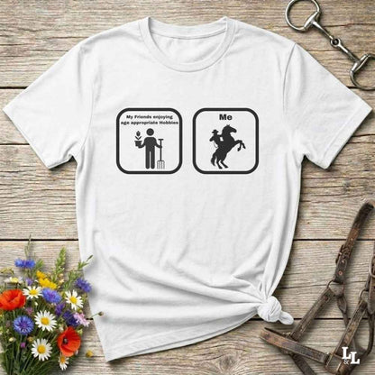 white Fun western t-shirt for horse lovers and cowgirls. Western cowgirl graphic tee with horse design. Cowboy humor t-shirt for rodeo and country lovers. Horse lover funny t-shirt with western theme. Country style horse graphic tee for cowboys and cowgirls. Retro style funny western shirt for equestrians. Cute and funny country shirt with horse print. Southern cowgirl funny quote shirt for horse lovers. Age appropriate hobbies.