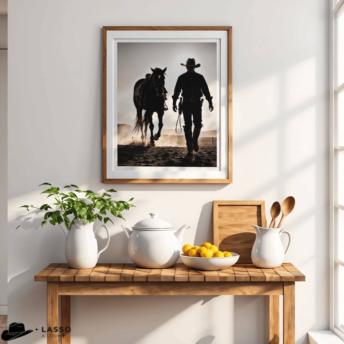 Cowboy Walking Horse Print