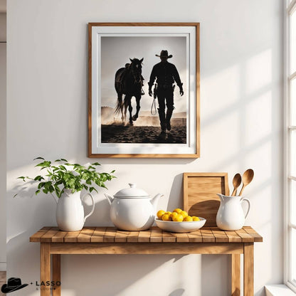 Cowboy Walking Horse Print