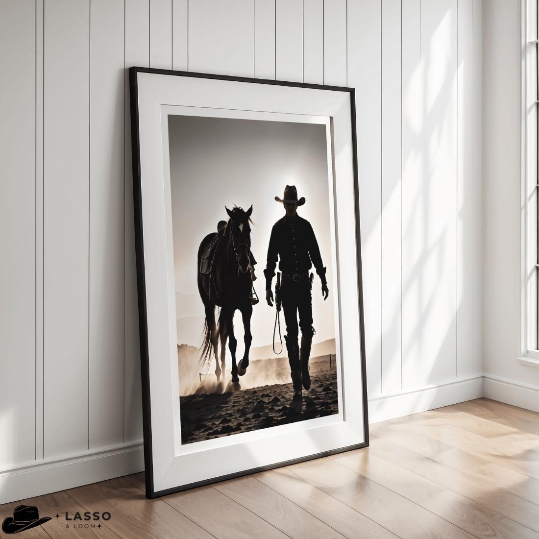 Cowboy Walking Horse Print