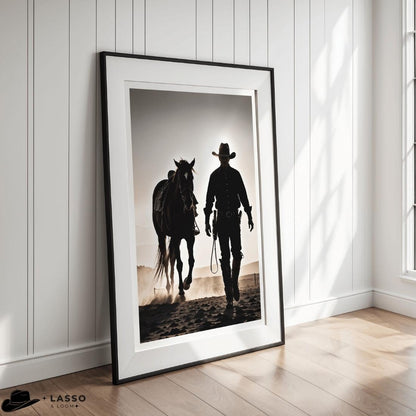 Cowboy Walking Horse Print