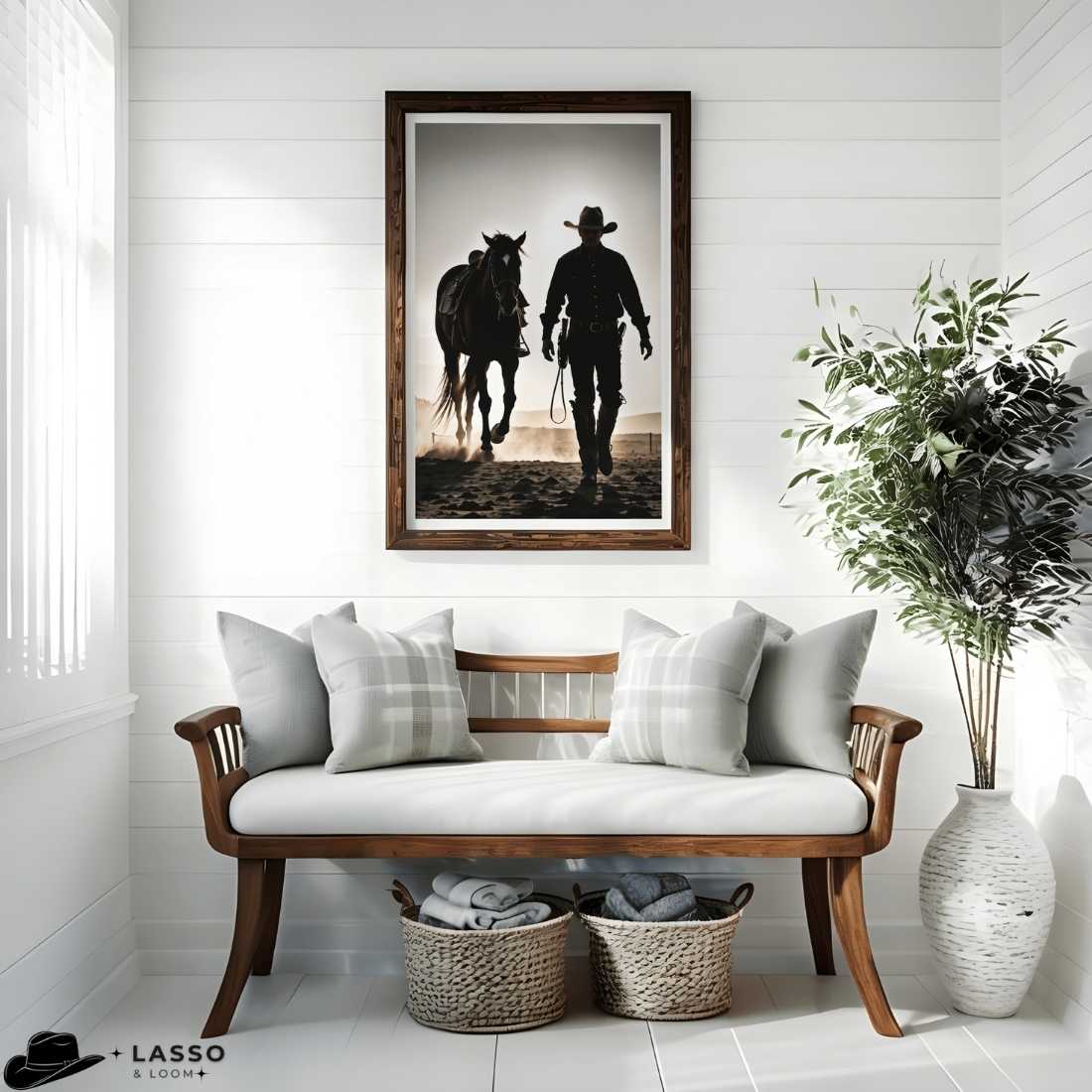 Cowboy Walking Horse Print