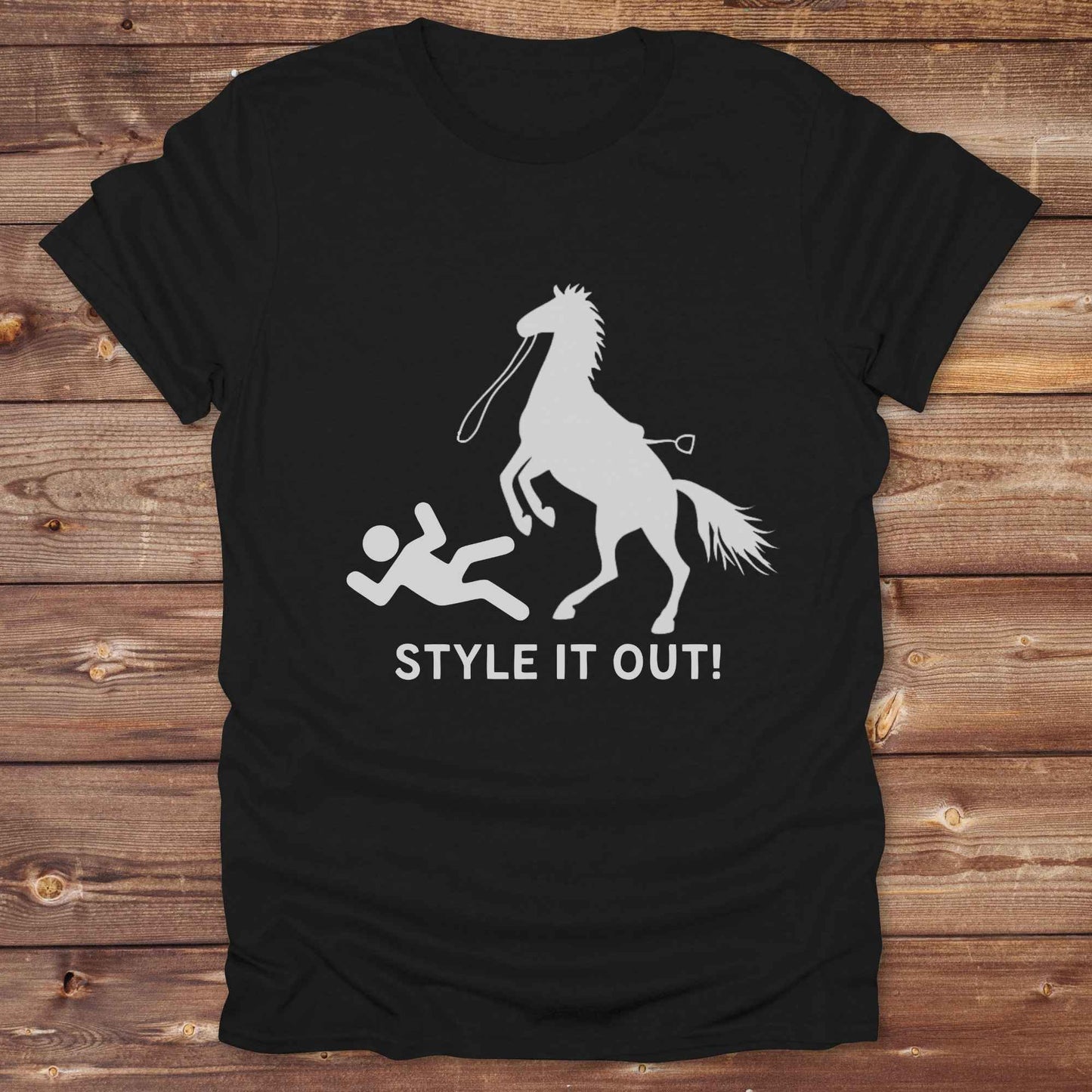 black Style it Out T-Shirt Funny Tee for Horse Lovers, Western Style Cowgirl Shirt